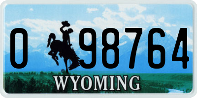 WY license plate 098764