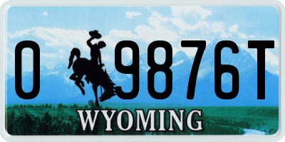 WY license plate 09876T