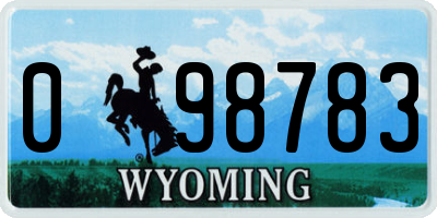 WY license plate 098783