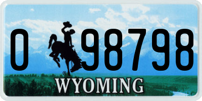 WY license plate 098798