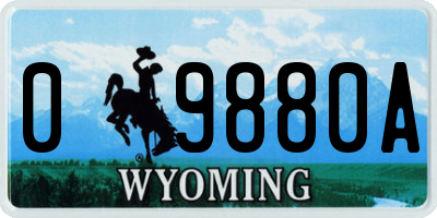 WY license plate 09880A