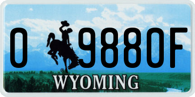 WY license plate 09880F