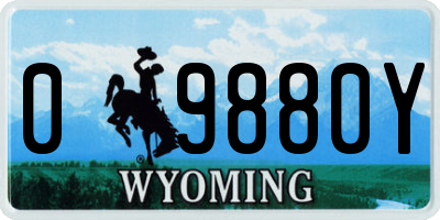 WY license plate 09880Y