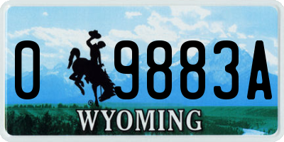 WY license plate 09883A