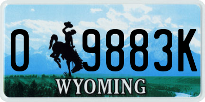 WY license plate 09883K