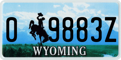 WY license plate 09883Z