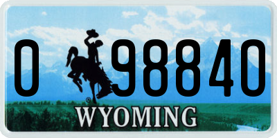 WY license plate 09884O