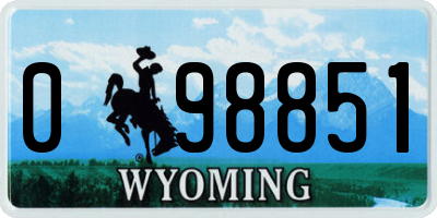 WY license plate 098851