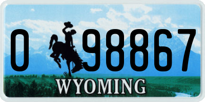WY license plate 098867