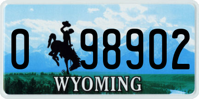 WY license plate 098902
