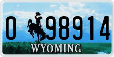 WY license plate 098914