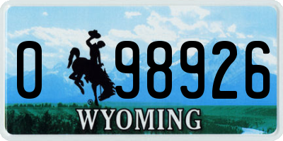 WY license plate 098926
