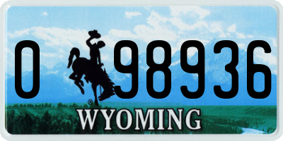 WY license plate 098936