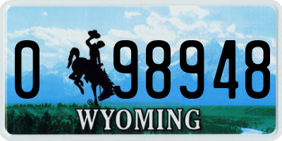 WY license plate 098948