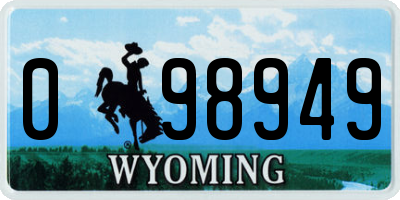 WY license plate 098949