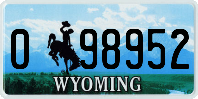 WY license plate 098952