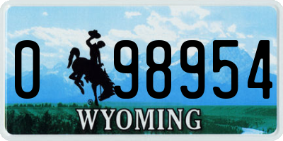 WY license plate 098954