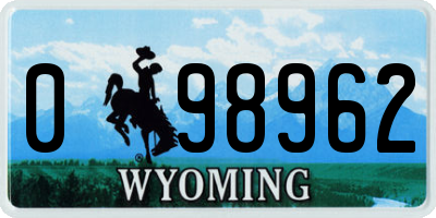 WY license plate 098962