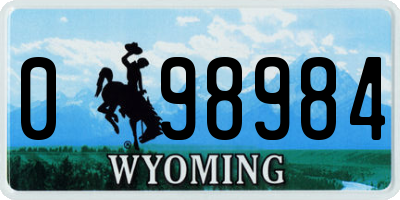 WY license plate 098984