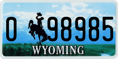 WY license plate 098985