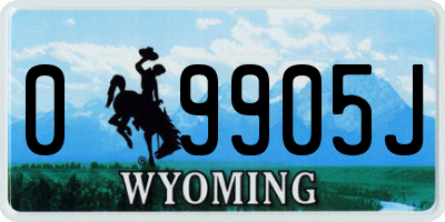 WY license plate 09905J