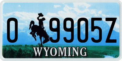 WY license plate 09905Z