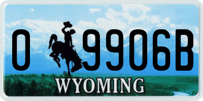 WY license plate 09906B