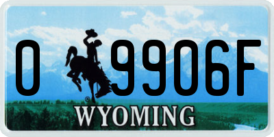 WY license plate 09906F