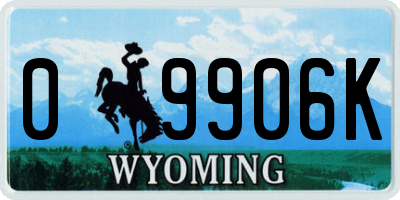 WY license plate 09906K