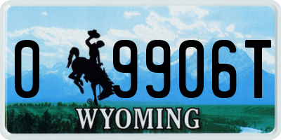 WY license plate 09906T