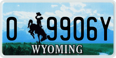WY license plate 09906Y