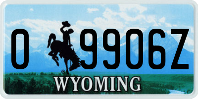 WY license plate 09906Z
