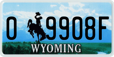 WY license plate 09908F