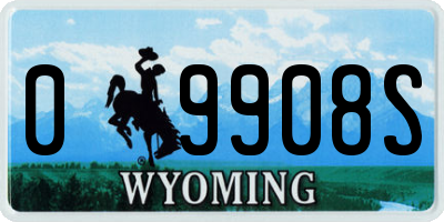 WY license plate 09908S