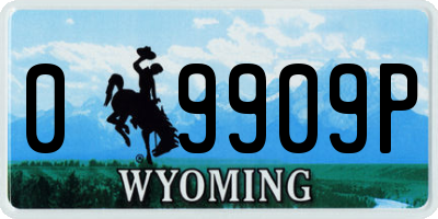 WY license plate 09909P