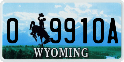 WY license plate 09910A