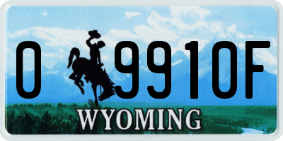 WY license plate 09910F
