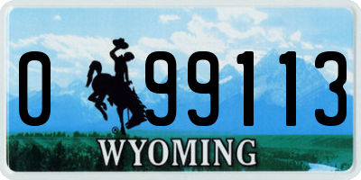 WY license plate 099113