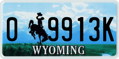 WY license plate 09913K
