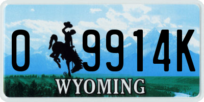 WY license plate 09914K