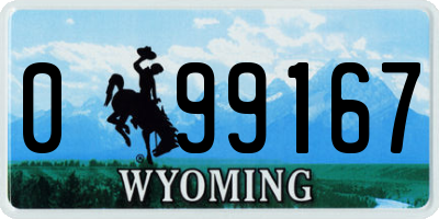 WY license plate 099167