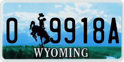 WY license plate 09918A