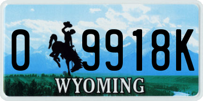WY license plate 09918K