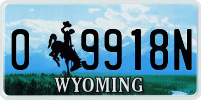 WY license plate 09918N