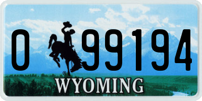 WY license plate 099194