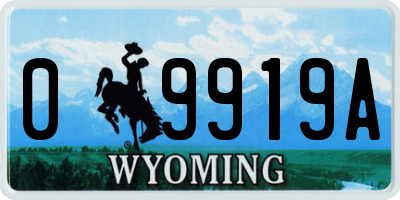 WY license plate 09919A