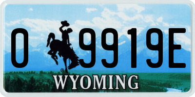 WY license plate 09919E