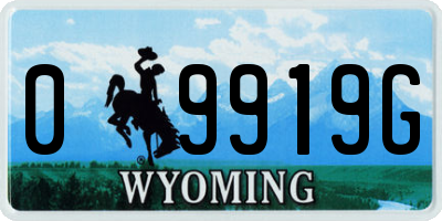 WY license plate 09919G