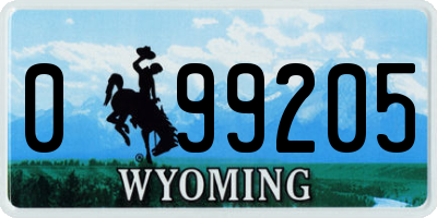 WY license plate 099205