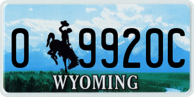 WY license plate 09920C